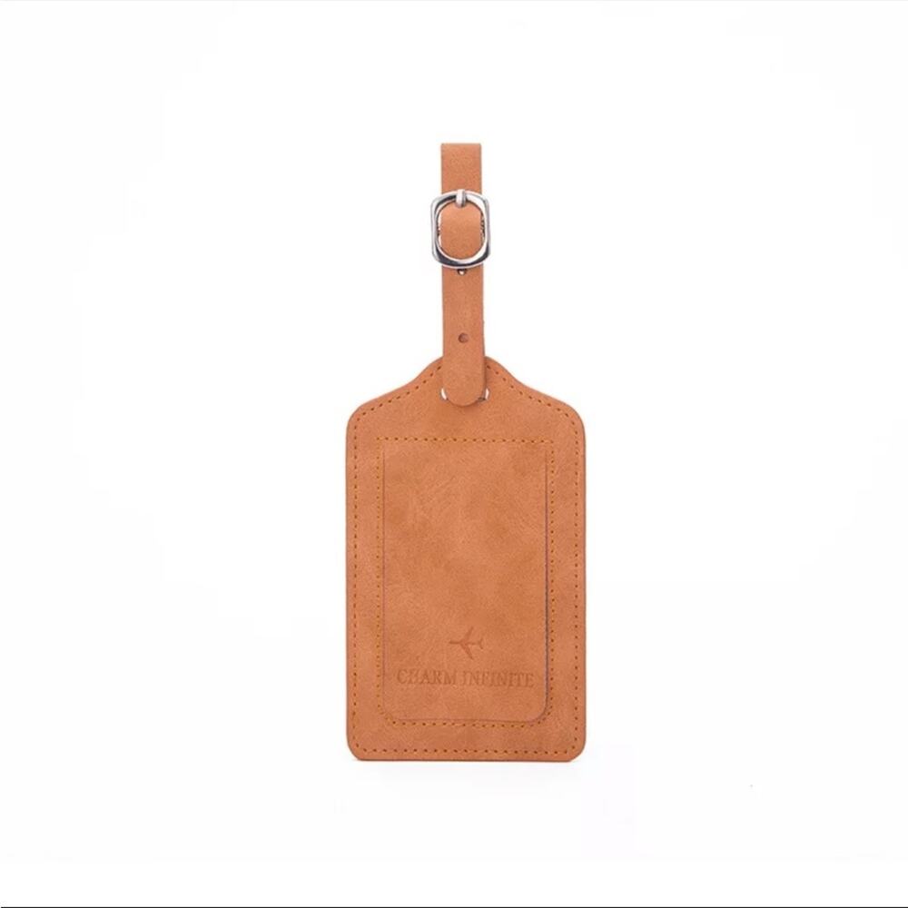 NEW orange travel airline suitcase name tags strap faux leather luggage tag B191